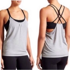 Athleta Gray Strappy Energize Tank Top